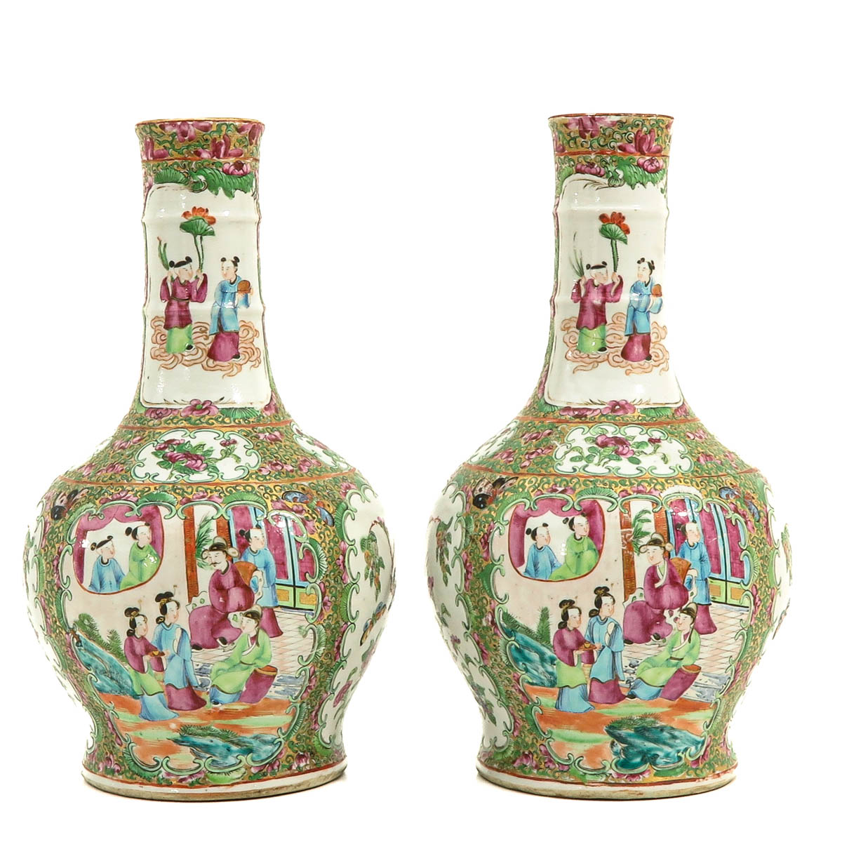 A Pair of Cantonese Vases - Image 3 of 9