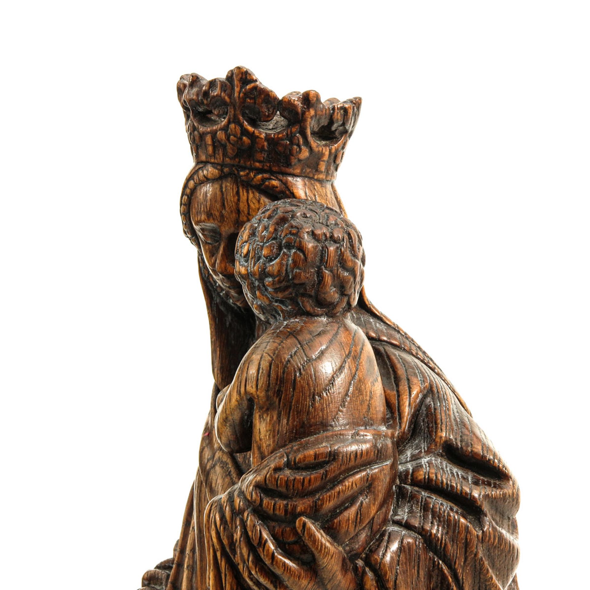 A Wood Sculpture of Madonna with Child - Image 8 of 8