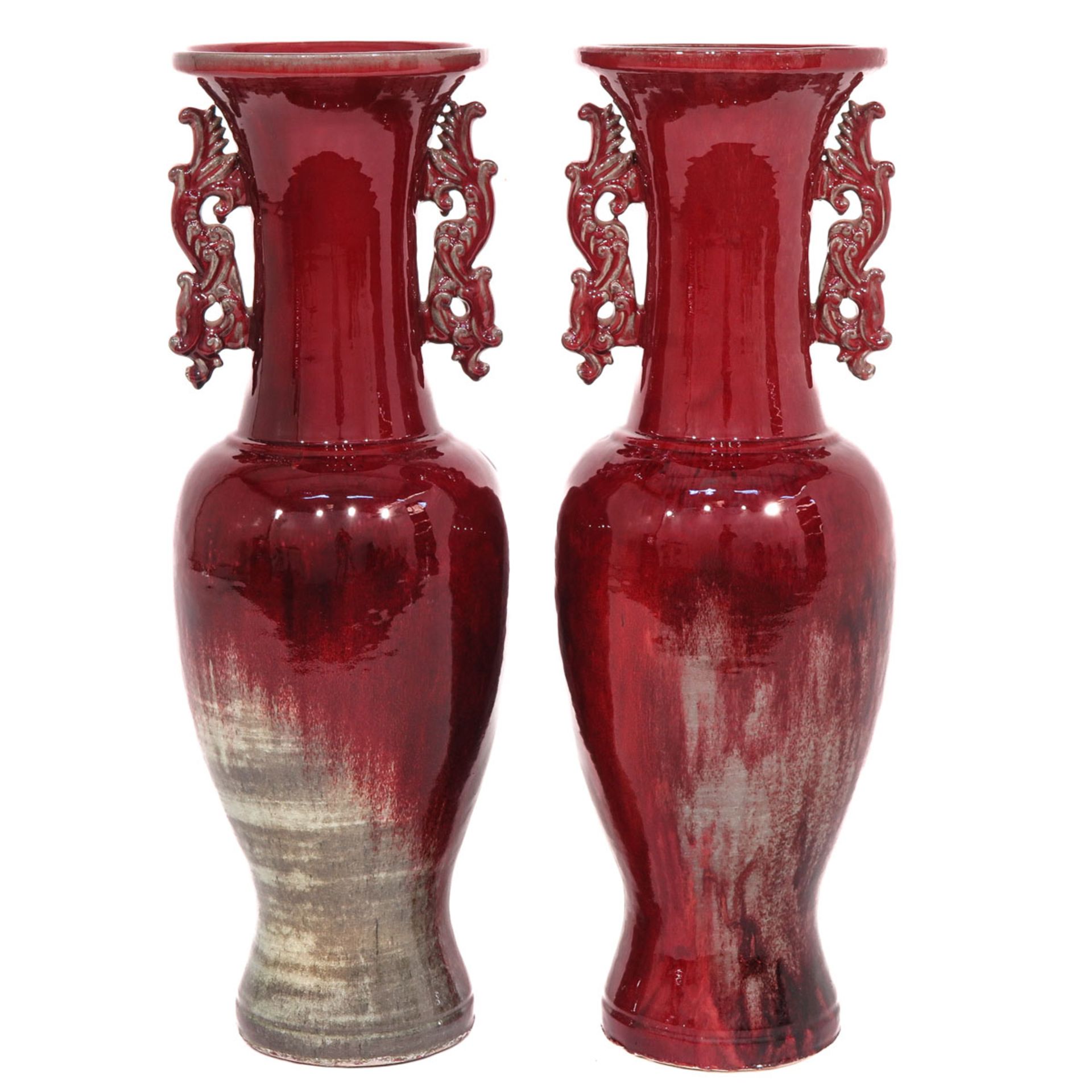 A Large Pair of Jun Ware Vases - Image 3 of 6