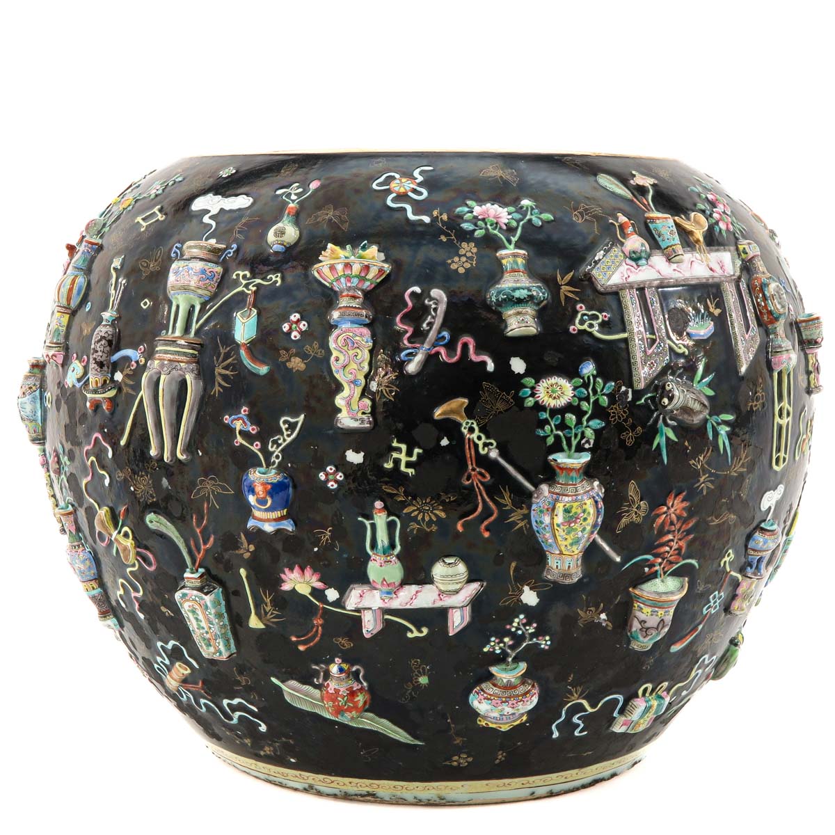 A 19th Century Very Rare Famille Noir Fish Bowl - Image 2 of 10