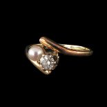 A Ladies Pearl and Diamond Ring