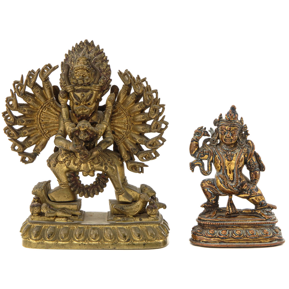 A Lot of 2 Tibetan Gilt Bronze Sculptures