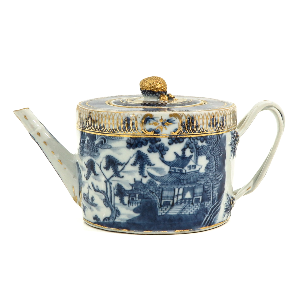 A Blue and Gilt Decor Teapot