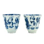 A Pair of Blue and White Cups