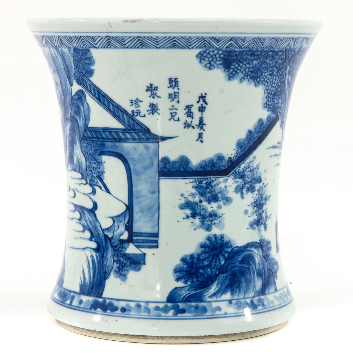 A Blue and White Brush Pot - Image 3 of 10