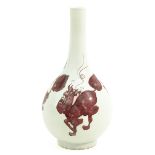 An Iron Red Kylin Decor Vase