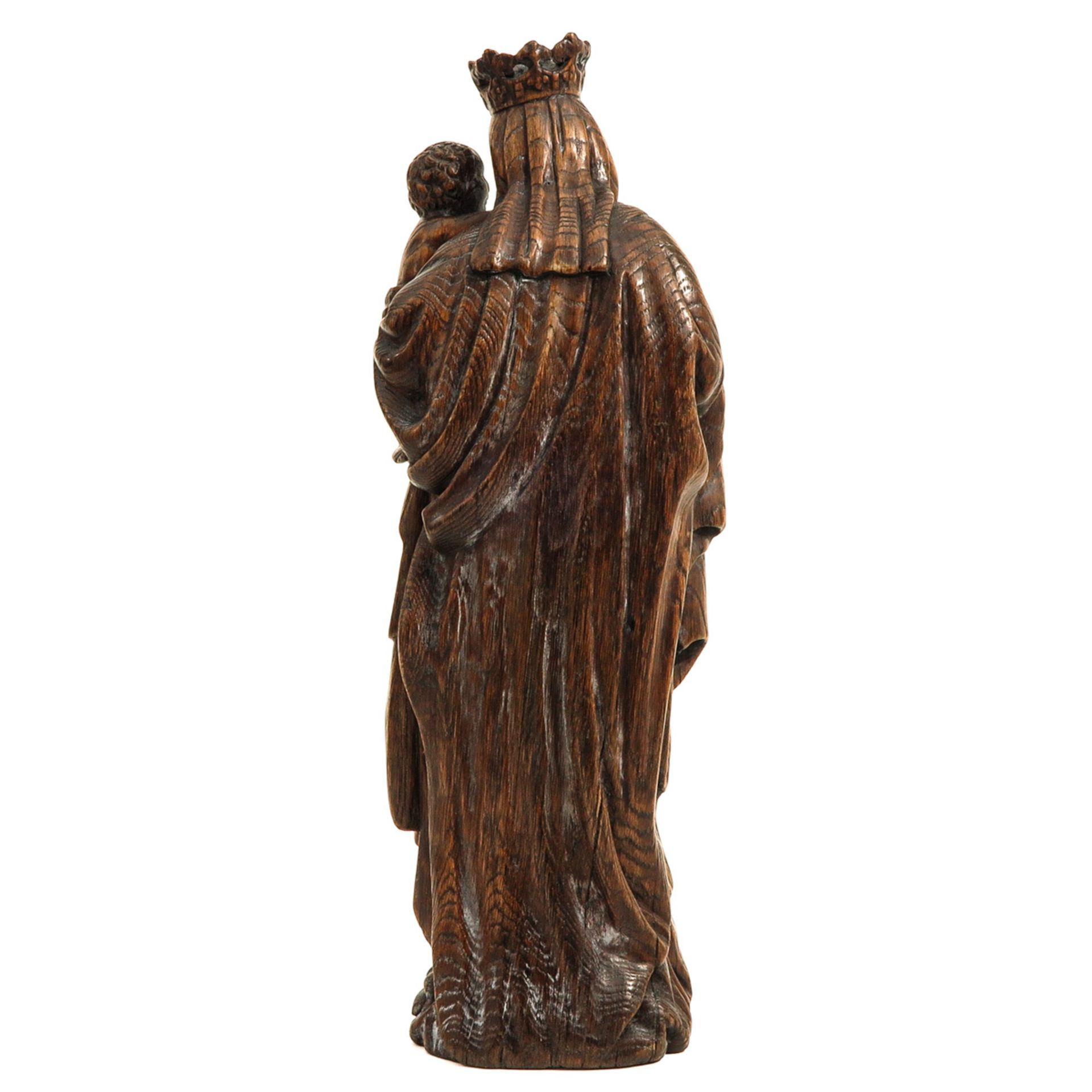 A Wood Sculpture of Madonna with Child - Image 3 of 8
