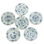 A Collection of 6 Blue and White Plates