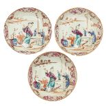 A Series of 3 Famille Rose Small Plates