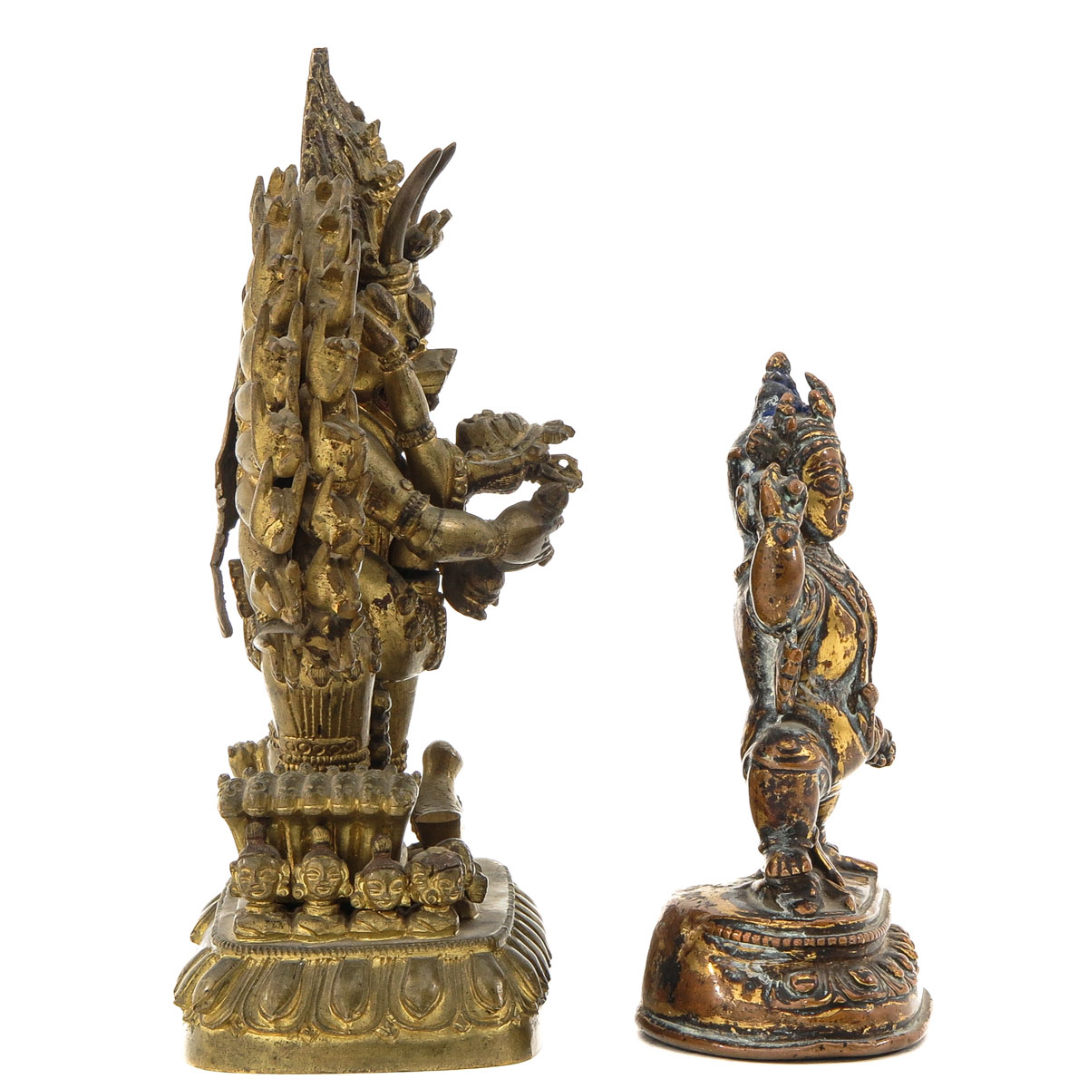 A Lot of 2 Tibetan Gilt Bronze Sculptures - Image 4 of 10