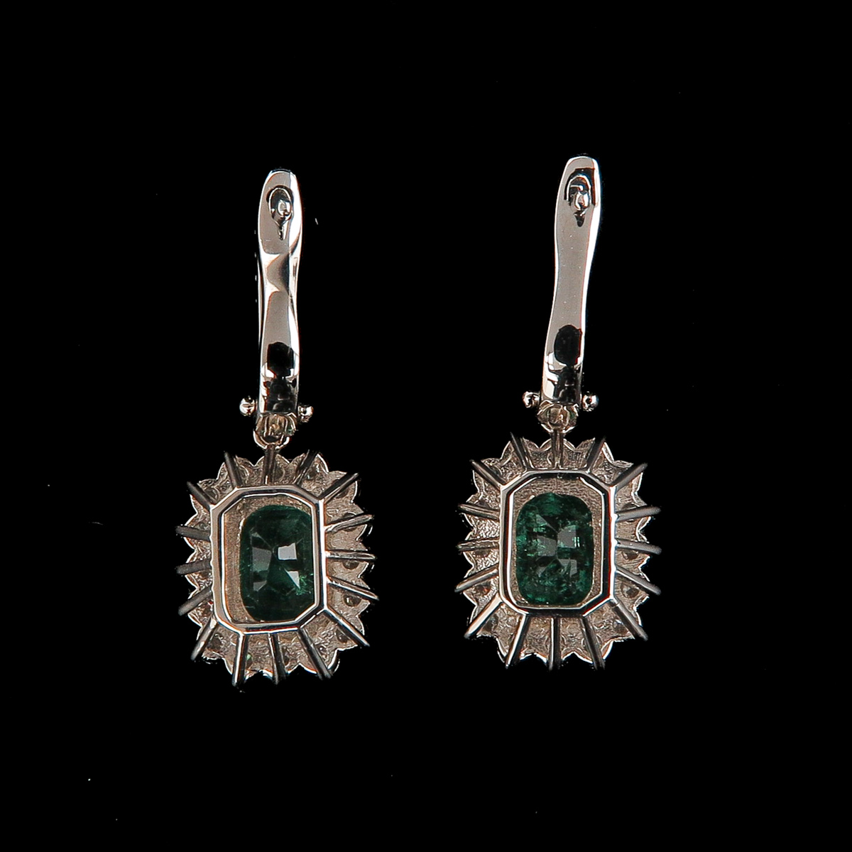 A Pair of Emerald and Diamond Earrings - Image 2 of 4