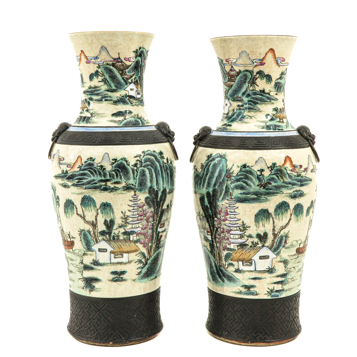 A Pair of Nanking Crackle Glazed Vases - Image 3 of 10