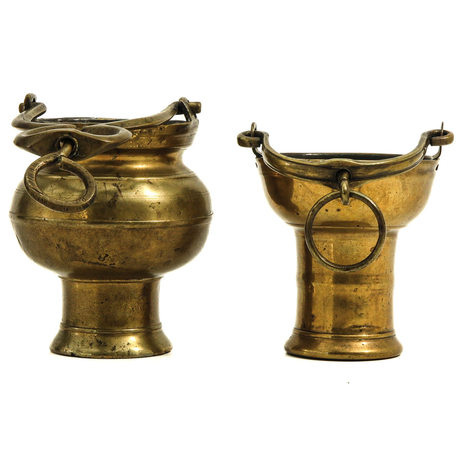 A Lot of 2 Bronze Holy Water Vessels - Image 3 of 8