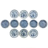 A Lot of 11 Small Blue and White Plates