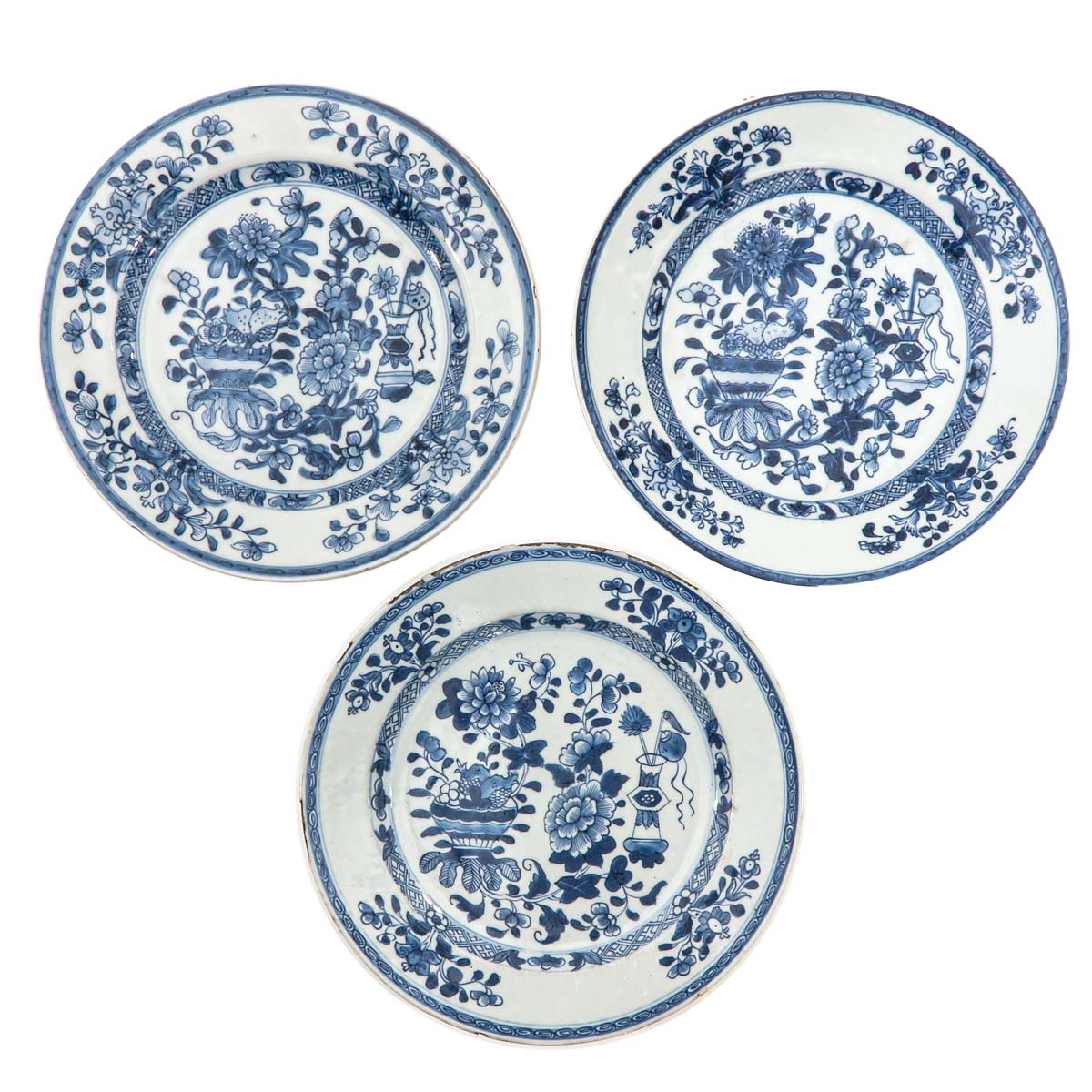 A Series of 3 Blue and White Plates