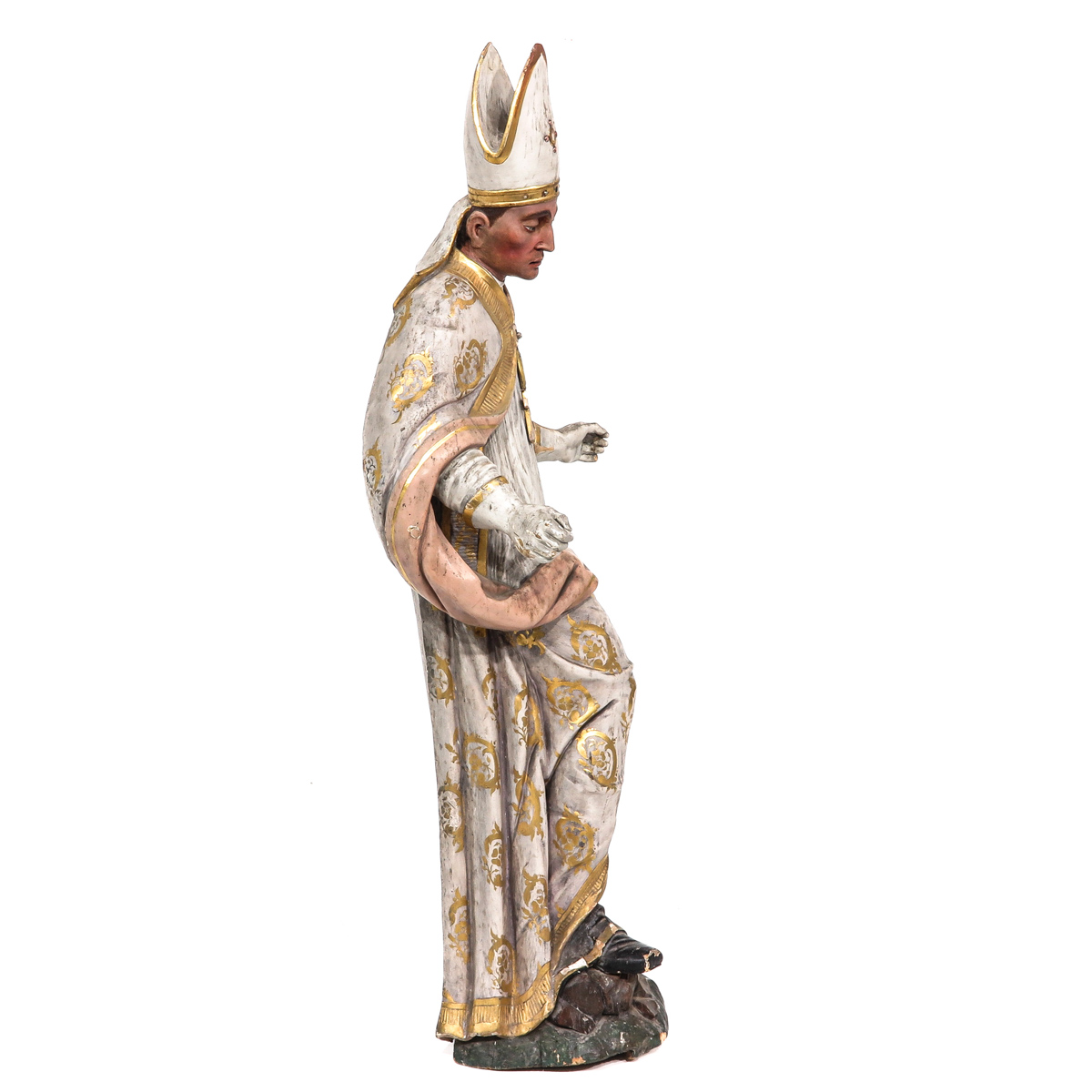A Religious Wood Sculpture of a Pope - Image 4 of 10