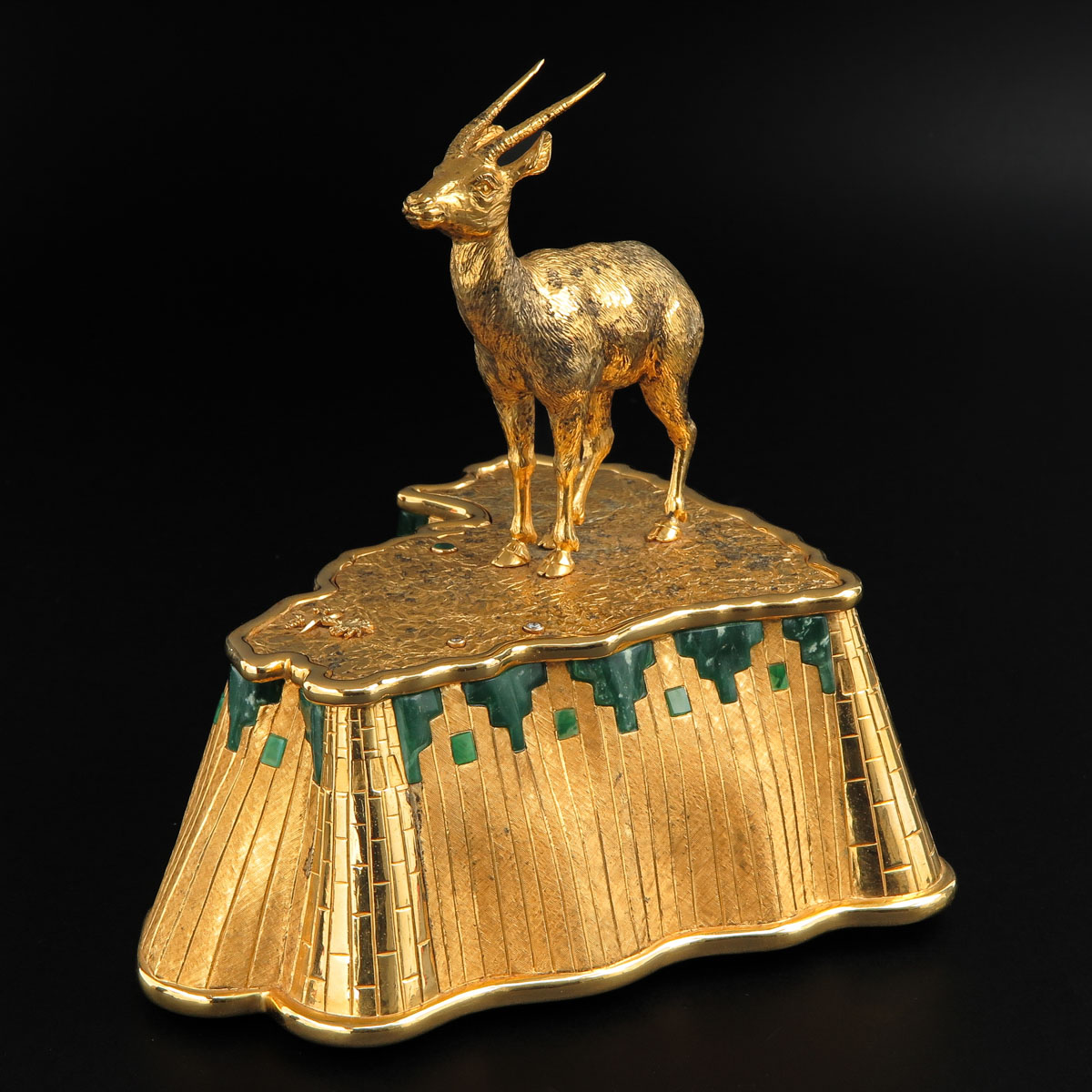A Mouawad Jewelers Antelope Sculpture Set with Jewels