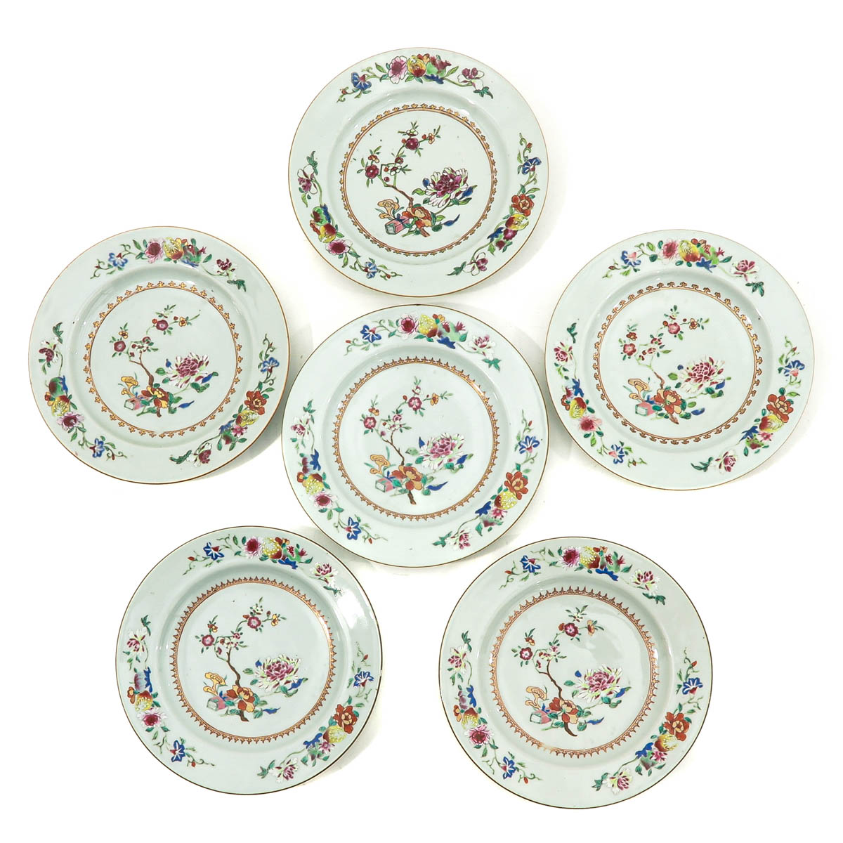 A Series of 6 Famille Rose Plates