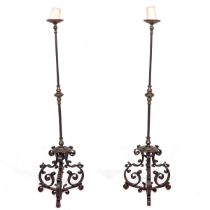 A Large Pair of Antique Altar Candlesticks