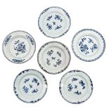 A Collection of 6 Blue and White Plates