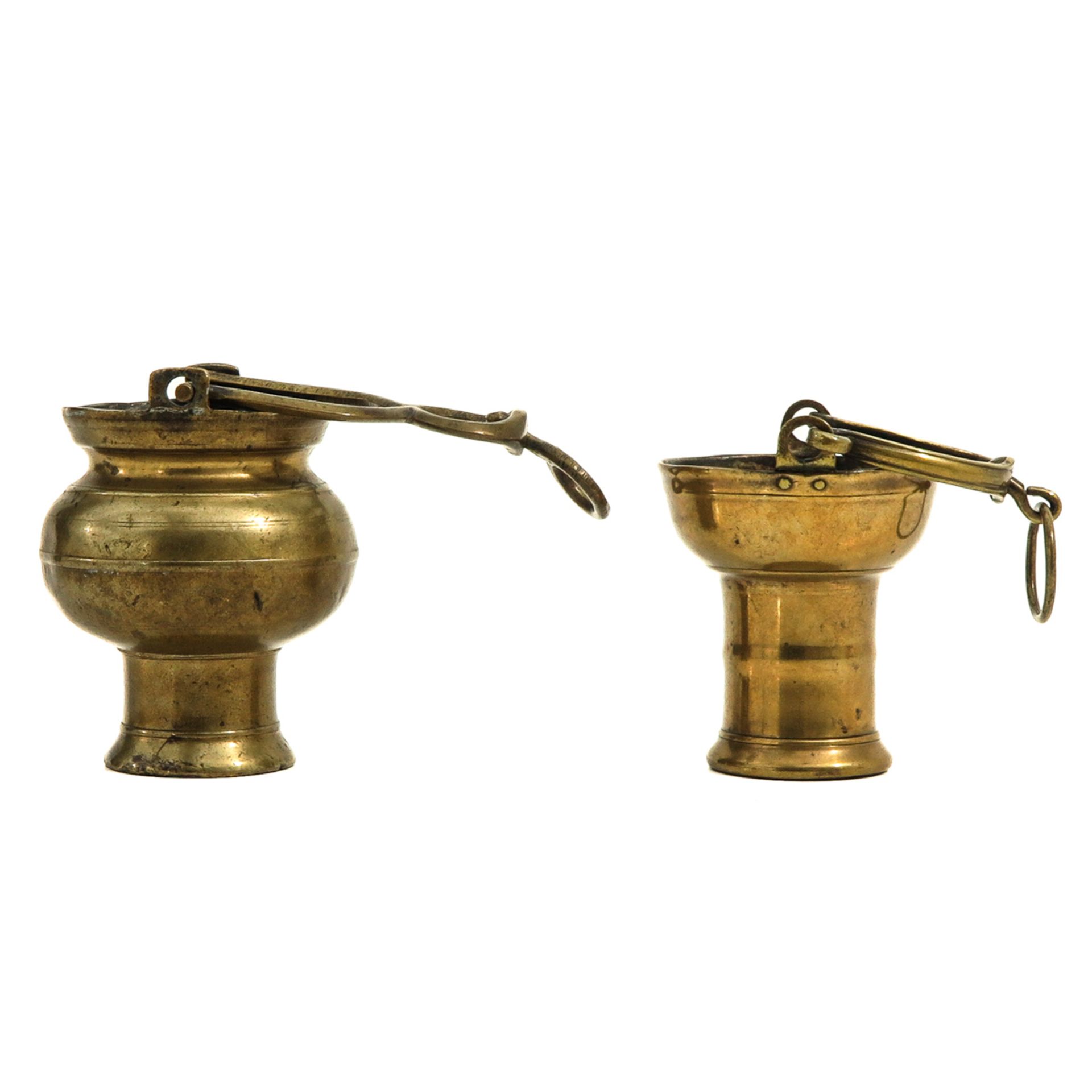 A Lot of 2 Bronze Holy Water Vessels - Image 2 of 8