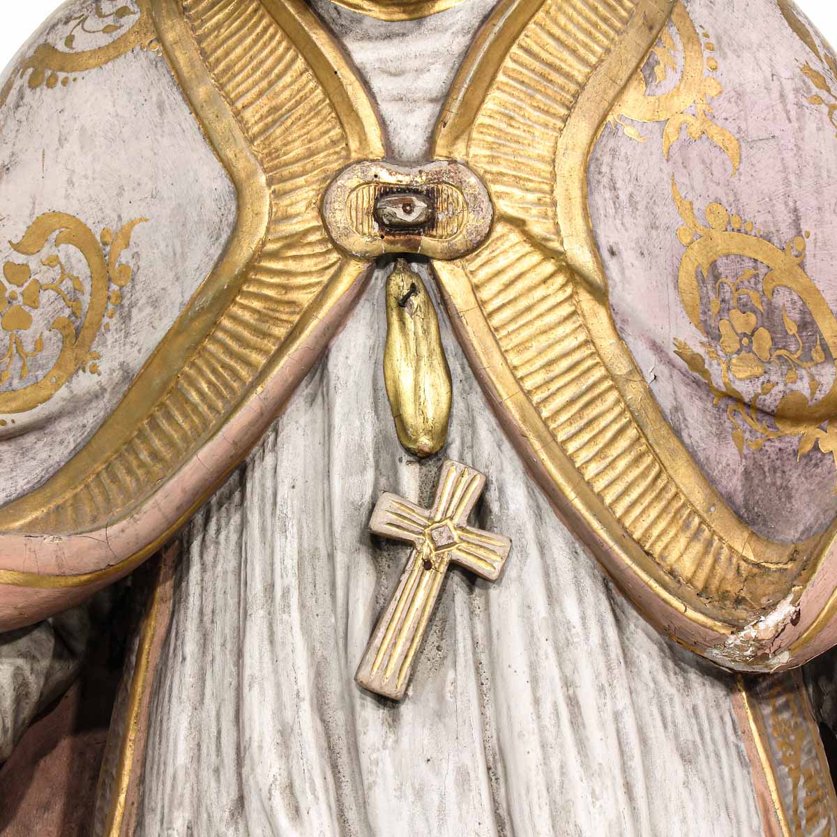 A Religious Wood Sculpture of a Pope - Image 9 of 10
