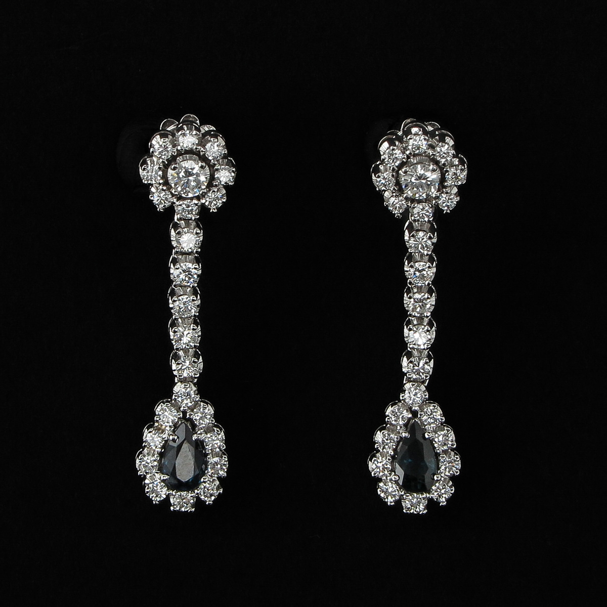 A Pair of Sapphire and Diamond Earrings