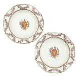 A Pair of Famille Rose Armorial Plates
