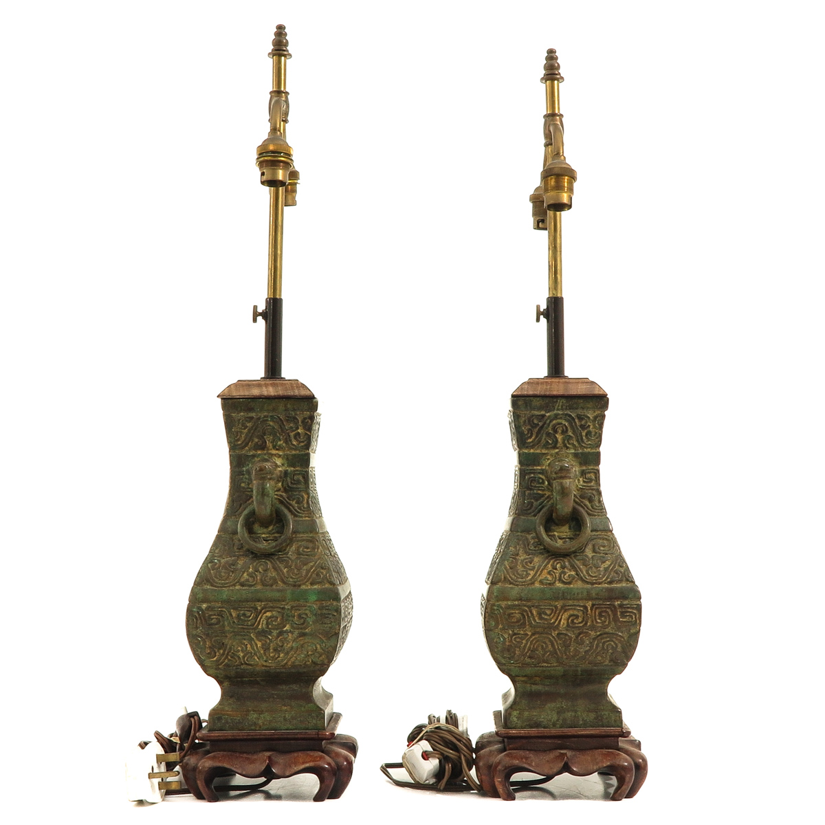 A Pair of Bronze Lamps - Image 4 of 10