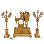 A 3 Piece Gilt Clock Set