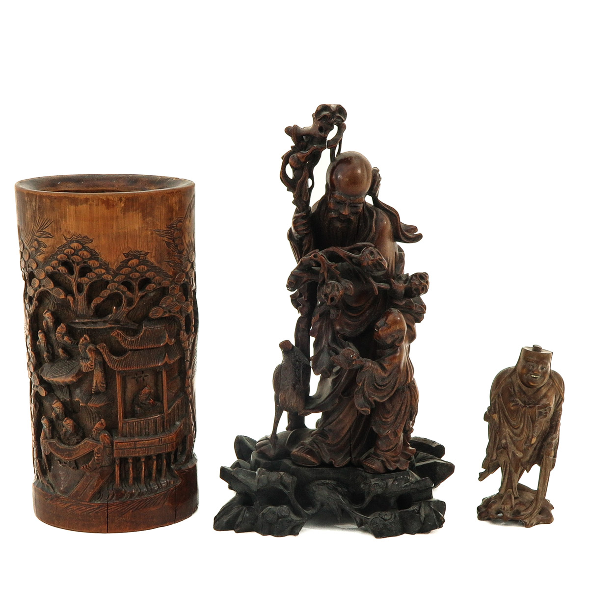 A Collection of 3 Carved Wood Items