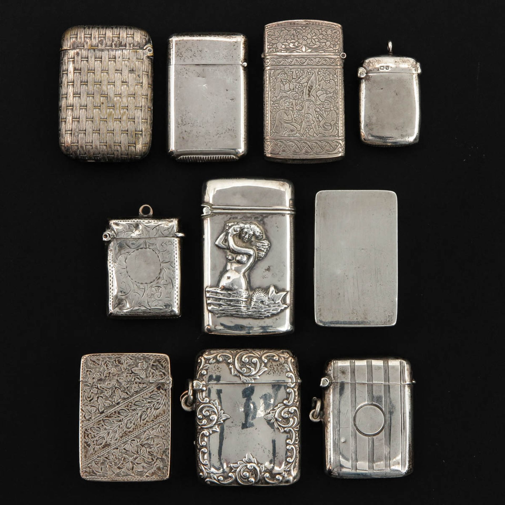 A Collection of 10 Silver Vesta Cases