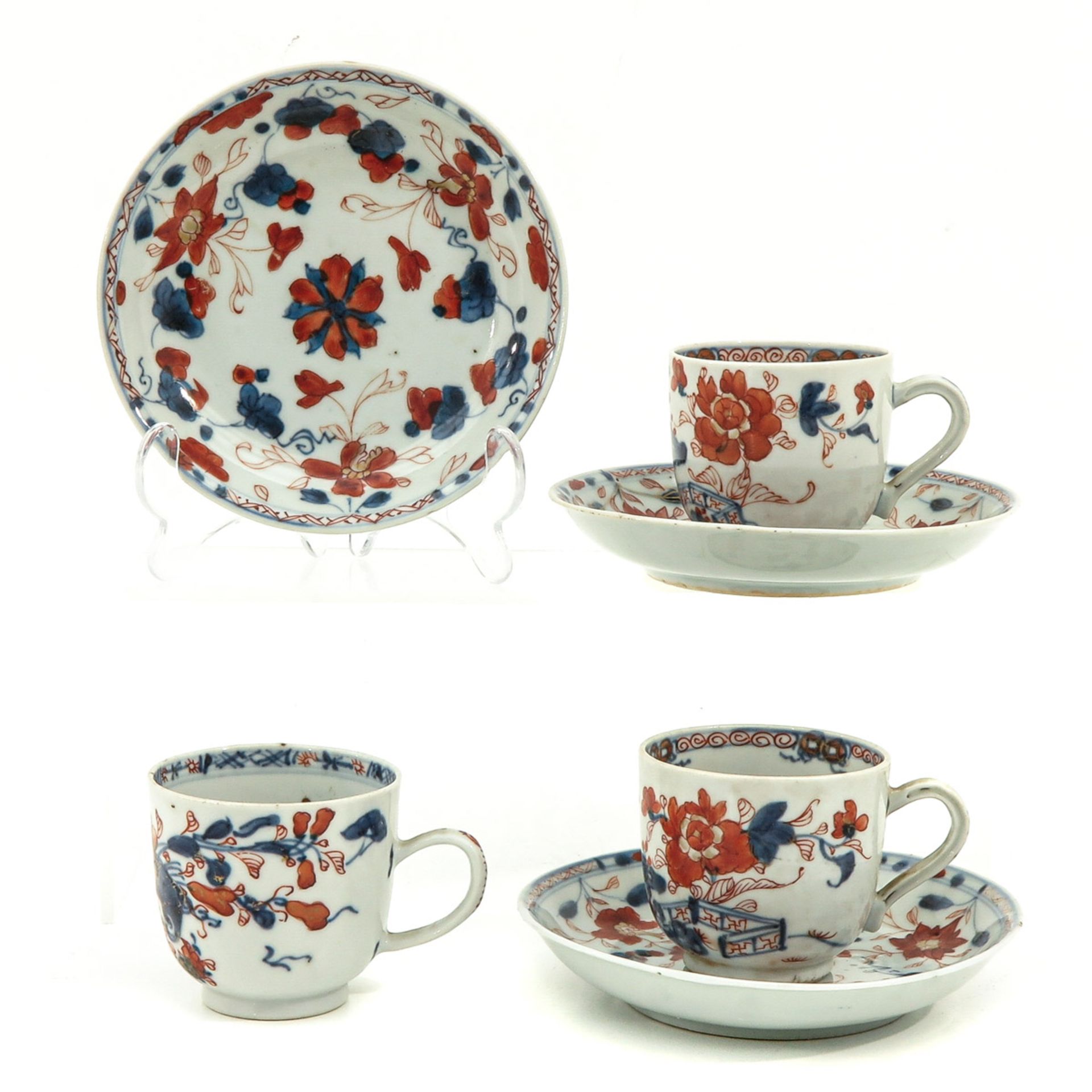 A Series of 3 Imari Cups and Saucers