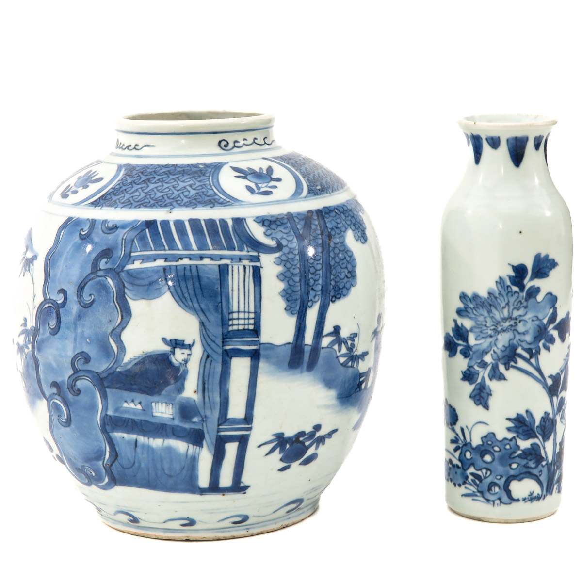 A Blue and White Jar and Vase