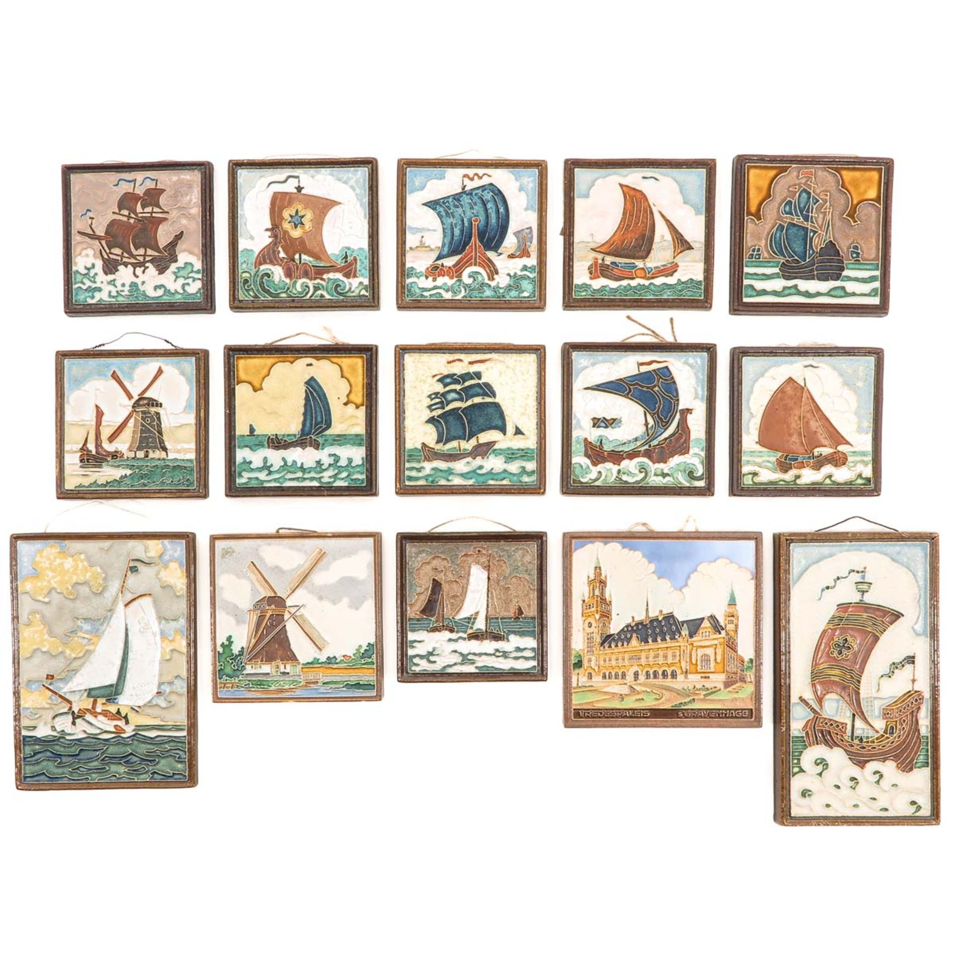 A Collection of 15 Cloisonne Tiles