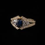 A Ladies Diamond and Sapphire Ring