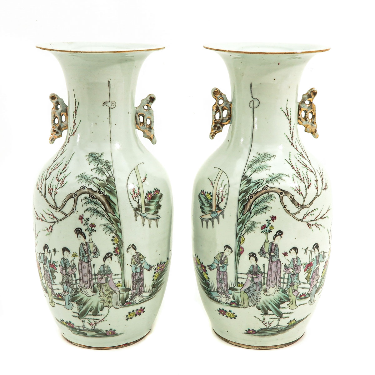 A Pair of Qianjiang Cai Decor Vases