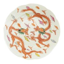 A Famille Rose Dragon Dish