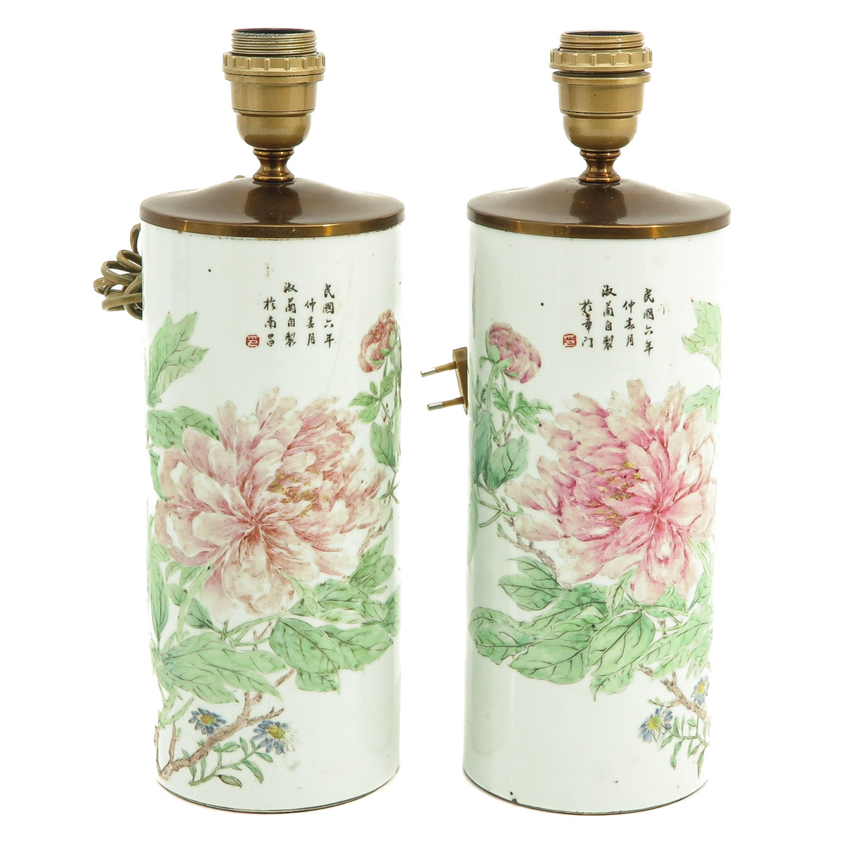 A Pair of Qianjiang Cai Decor Lamps