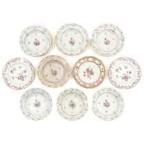 A Series of 10 Famille Rose Plates