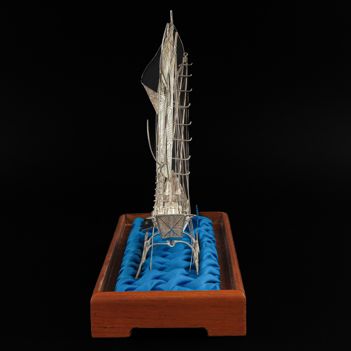 A Miniature Silver Sail Boat - Image 2 of 10