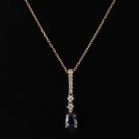 A Necklace with Sapphire and Diamond Pendant