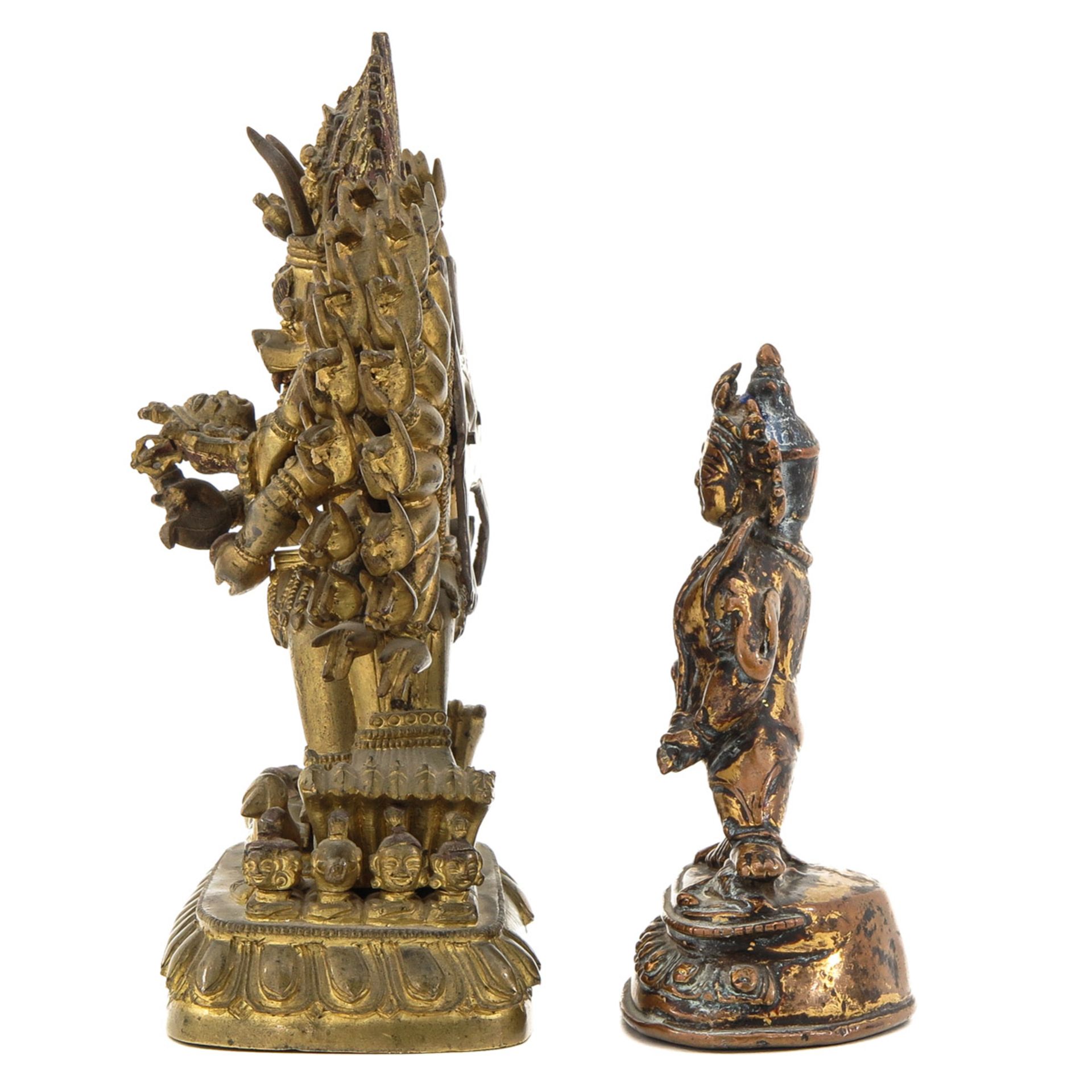 A Lot of 2 Tibetan Gilt Bronze Sculptures - Bild 2 aus 10