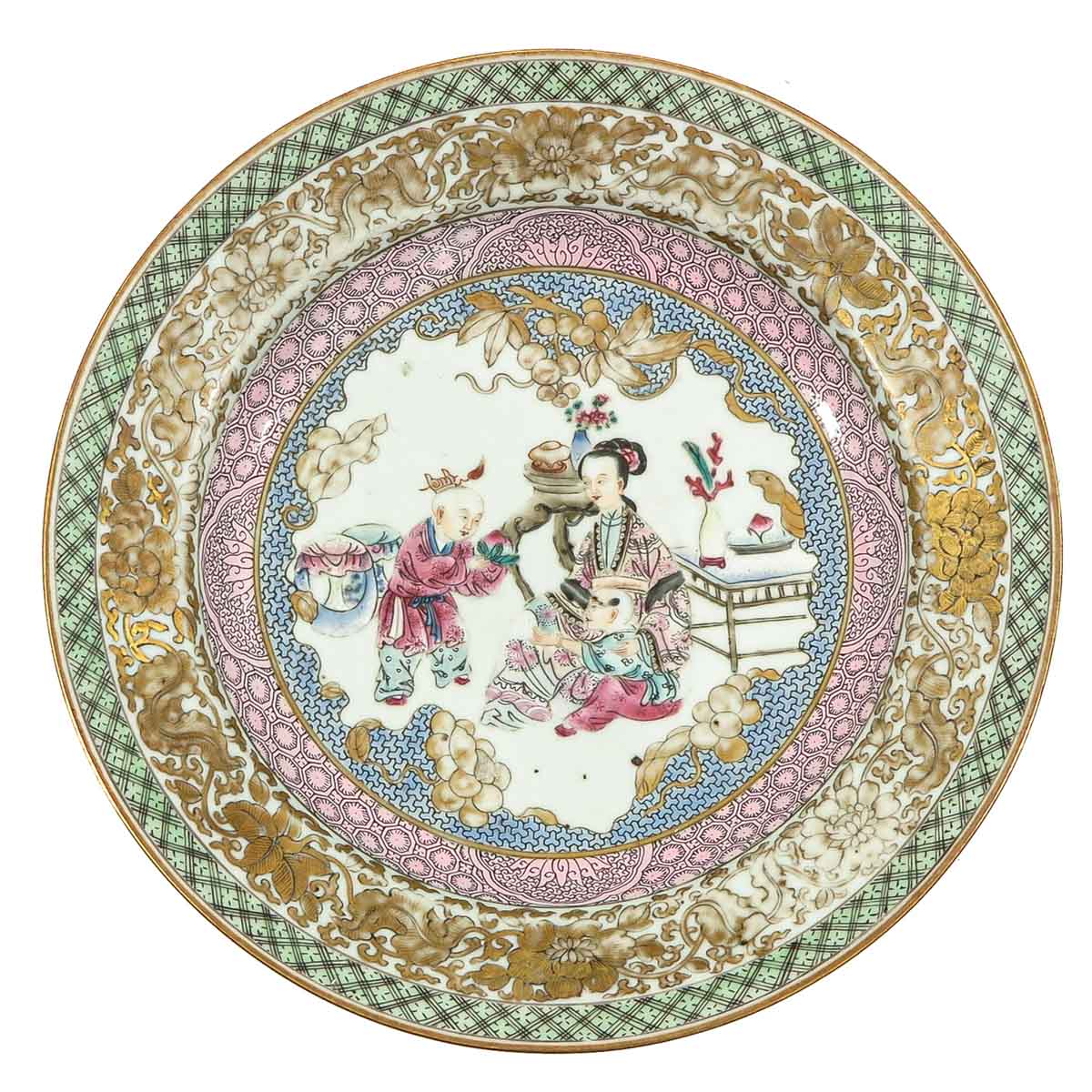 A Ruby Back Famille Rose Plate