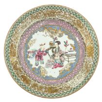 A Ruby Back Famille Rose Plate