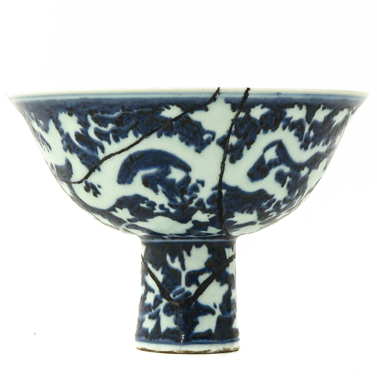 A Blue and White Stem Cup - Bild 3 aus 10