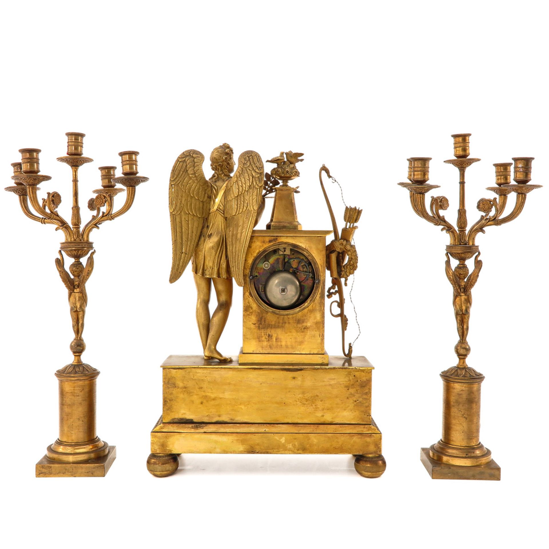 A 3 Piece Gilt Clock Set - Image 3 of 10