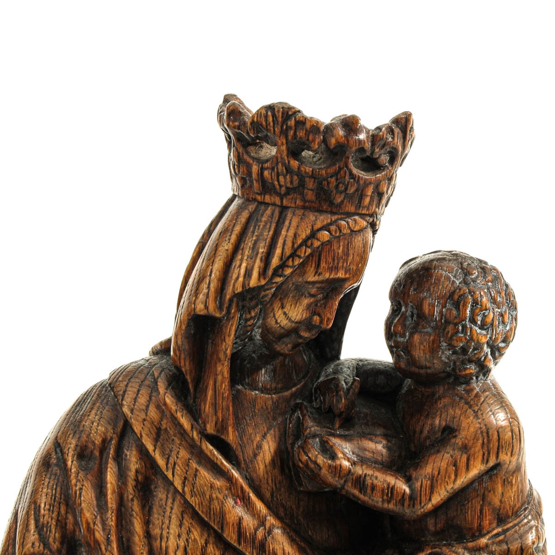 A Wood Sculpture of Madonna with Child - Image 6 of 8
