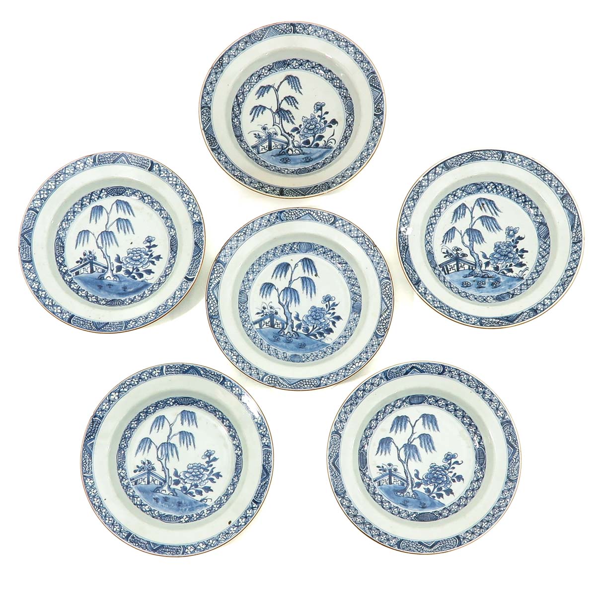 A Series of 6 Blue and White Plates