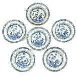 A Series of 6 Blue and White Plates